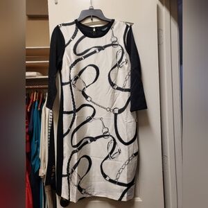 Lauren by Ralph Lauren Ivory &  Black Horsebit Dress size Medium